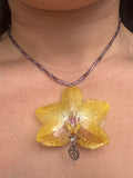 Yellow purple orchid necklace