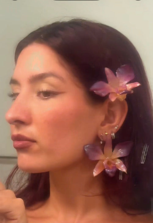 Earring with Matching clip (3 orchids)