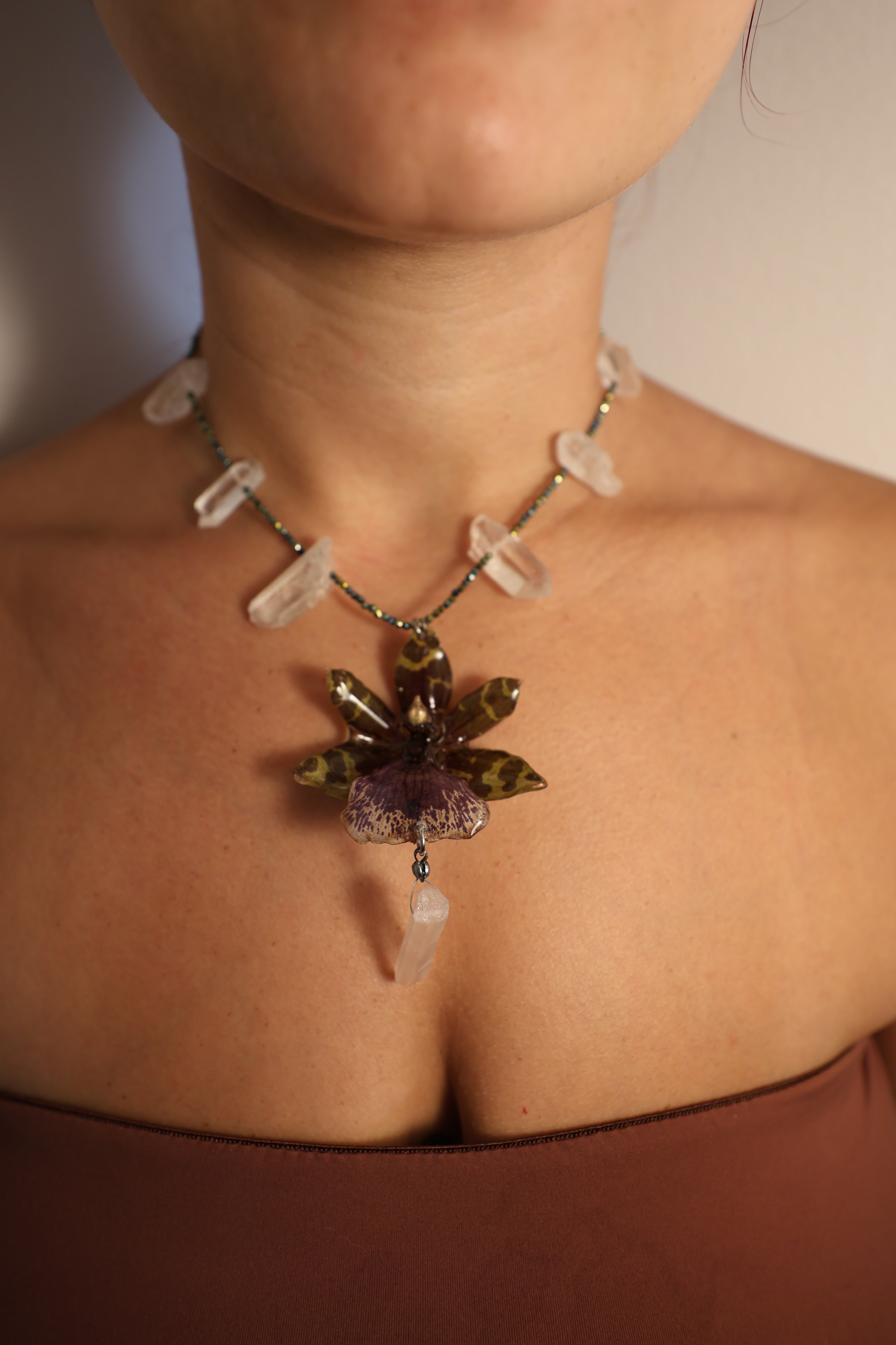 Jumping Jack orchid necklace
