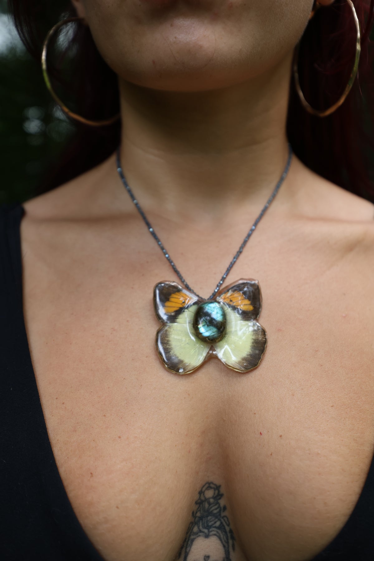 Yellow and Orange Butterfly with Labradorite