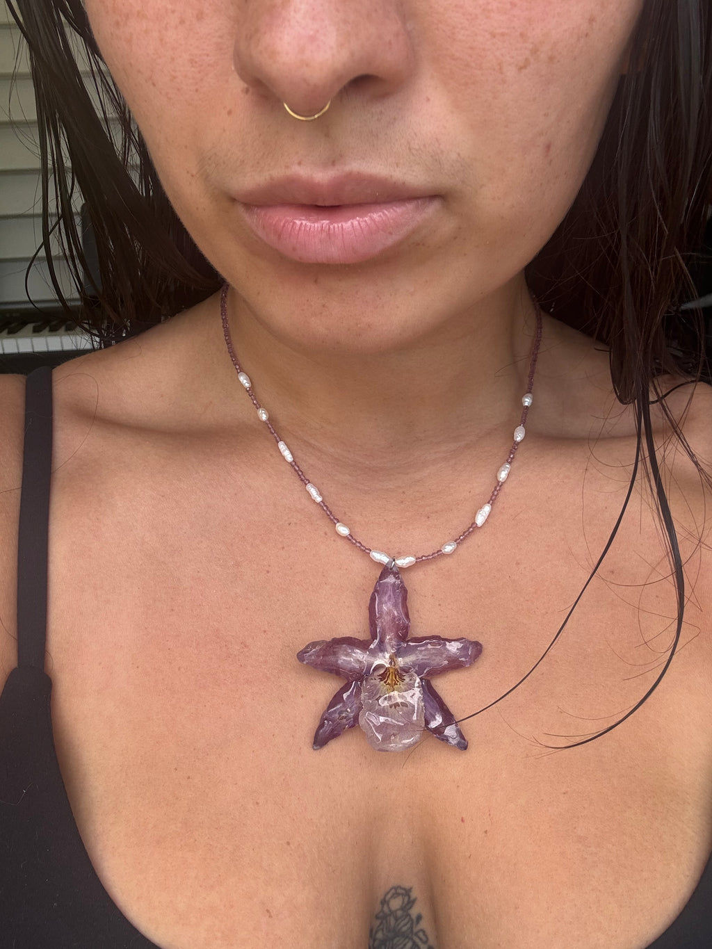 Purple Orchid Necklace