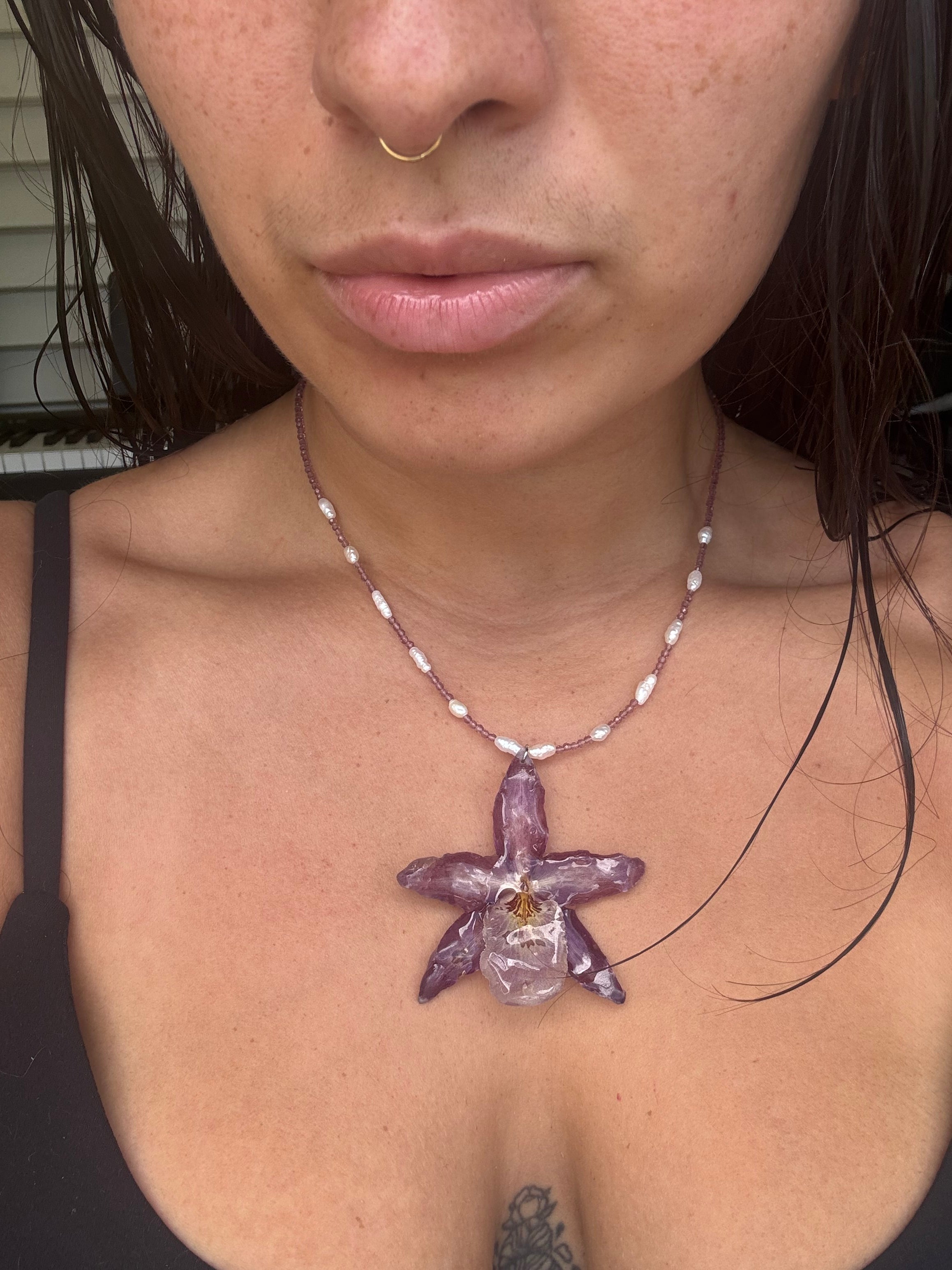 Purple Orchid Necklace