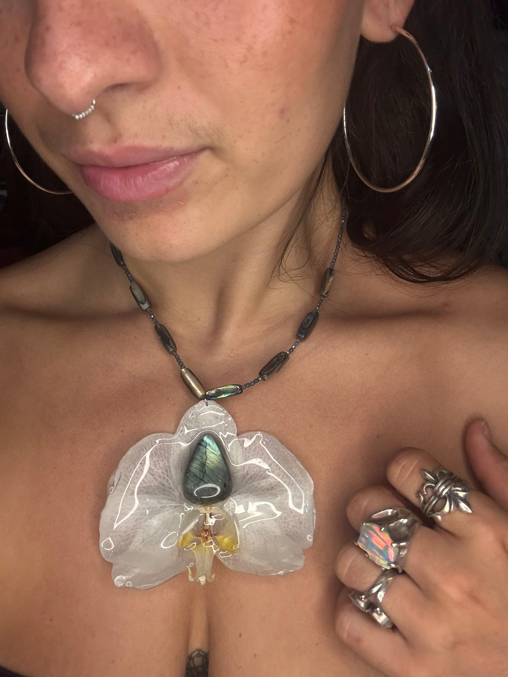 Gemstone Orchid Necklace