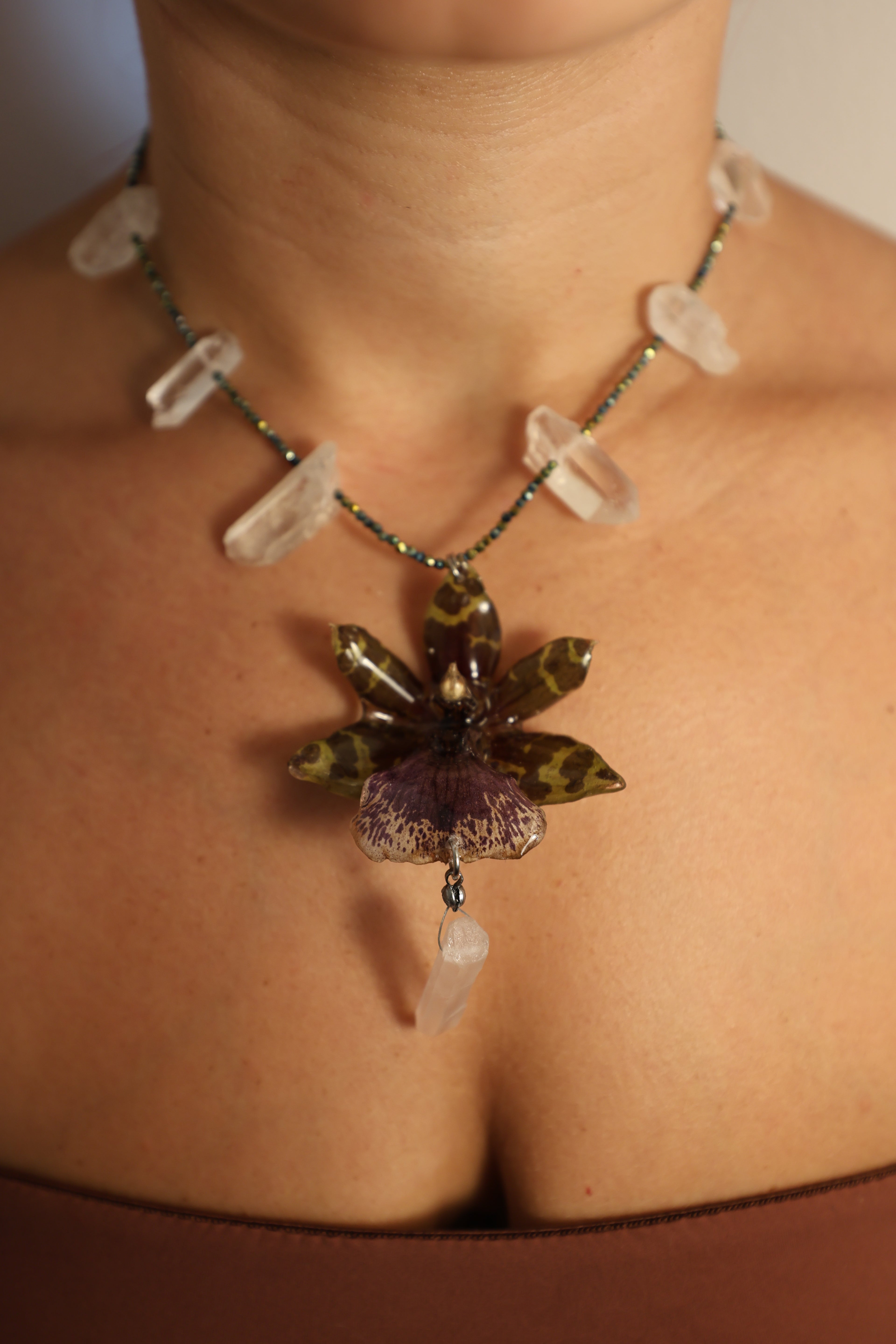 Jumping Jack orchid necklace