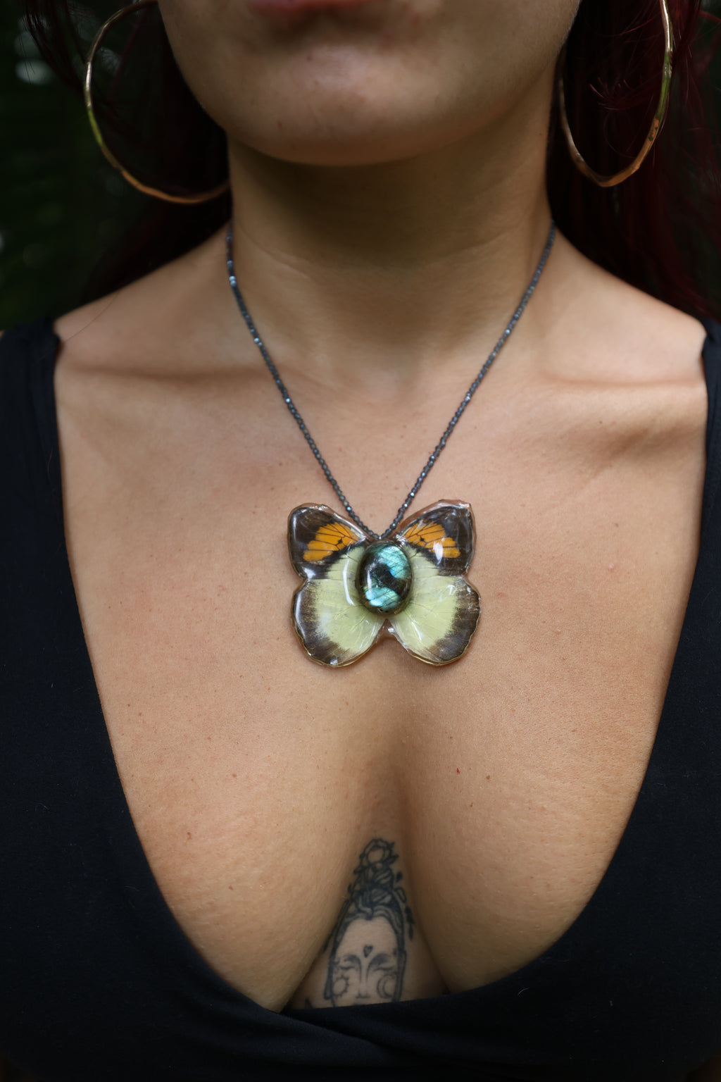 Yellow and Orange Butterfly with Labradorite