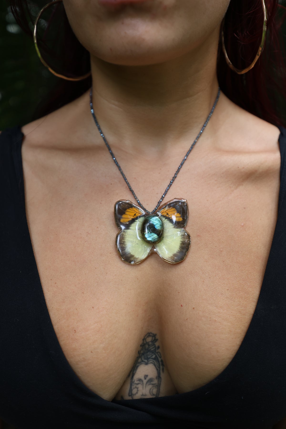 Yellow and Orange Butterfly with Labradorite